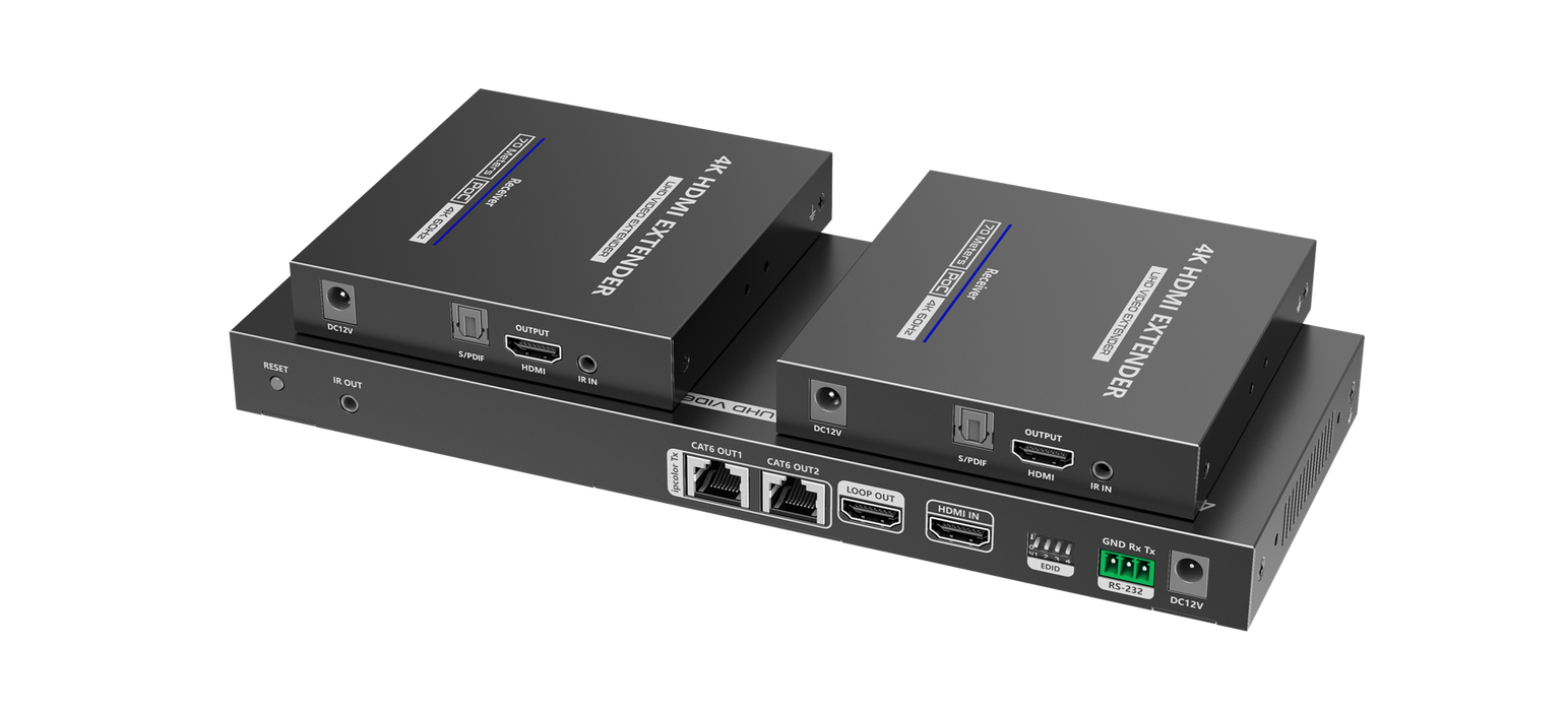 LENKENG 1-In-2-Out 4K@60Hz HDMI Extender. 1x HDMI in & 2x RJ45 out. Compatible w