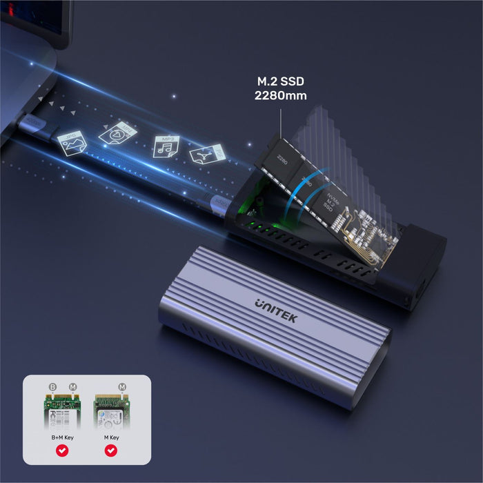 UNITEK SolidForce Reefer Pro USB4 to M.2 SSD (PCIe/NVMe) Enclosure. Supports up