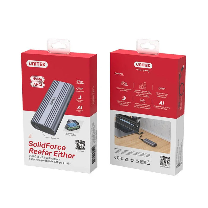 UNITEK USB-C to M.2 SSD Enclosure in Alloy Housing. Supports M.2 NVME & SATA SSD - LX2001 - Homewares, Outdoor, Phone Accessories, Cases, Speakers, Headphones + More -