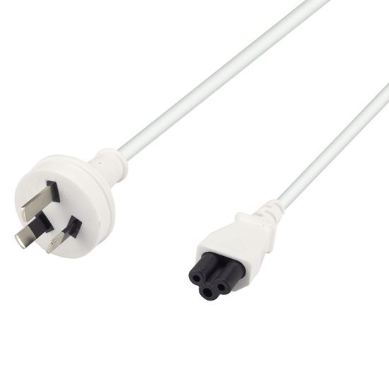 2M 3-Pin to C5 Clover Shaped Female Connector 7.5A. SAA Power Cord 0.75mm Core