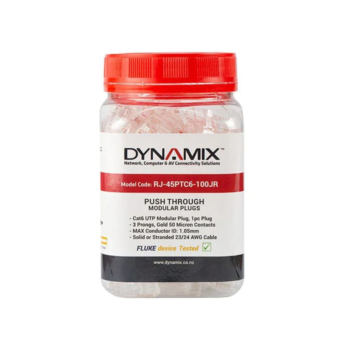 DYNAMIX Cat6 UTP Push Through Plug, 3 Prong, 50 u" 100pc Jar. For Solid & Strand - LX2001 - Homewares, Outdoor, Phone Accessories, Cases, Speakers, Headphones + More -