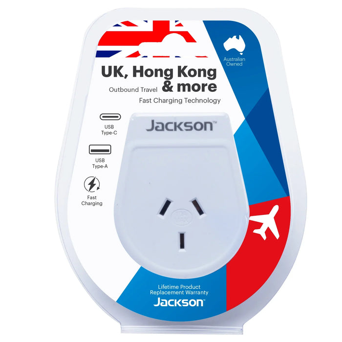 Travel Adaptor USB USB-C Converts NZ/AUS Plugs for use in UK, Hong Kong & More - LX2001 - Homewares, Outdoor, Phone Accessories, Cases, Speakers, Headphones + More -