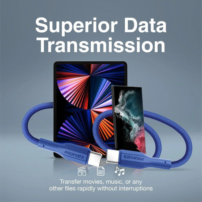 PROMATE 1M USB-C to USB-C Super Flexible Cable. Supports 2A Charging & 480Mbps D - LX2001 - Homewares, Outdoor, Phone Accessories, Cases, Speakers, Headphones + More -