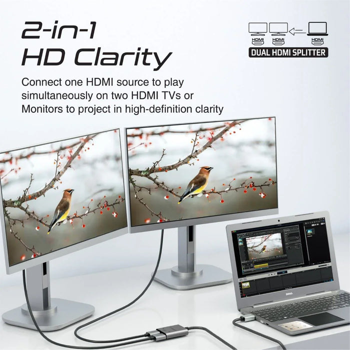 PROMATE 2-in-1 HDMI Splitter with 1m Cable & Dual HDMI Outputs. Supports up to 4 - LX2001 - Homewares, Outdoor, Phone Accessories, Cases, Speakers, Headphones + More -