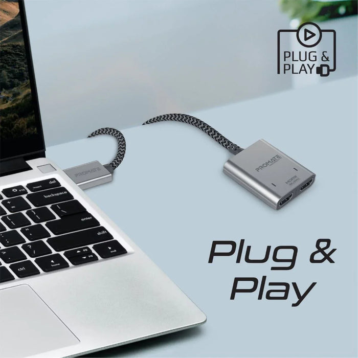 PROMATE 2-in-1 HDMI Splitter with 1m Cable & Dual HDMI Outputs. Supports up to 4 - LX2001 - Homewares, Outdoor, Phone Accessories, Cases, Speakers, Headphones + More -
