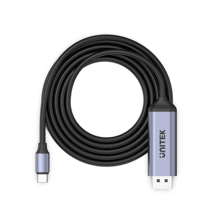 UNITEK 1.8m USB-C DisplayPort 1.4 Cable in Aluminium Housing. Supports Res up to - LX2001 - Homewares, Outdoor, Phone Accessories, Cases, Speakers, Headphones + More -