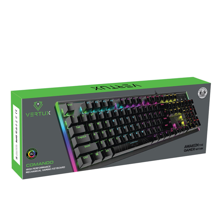 VERTUX High Performance Mechanical Gaming Keyboard with RGB Backlight. Blue Mech