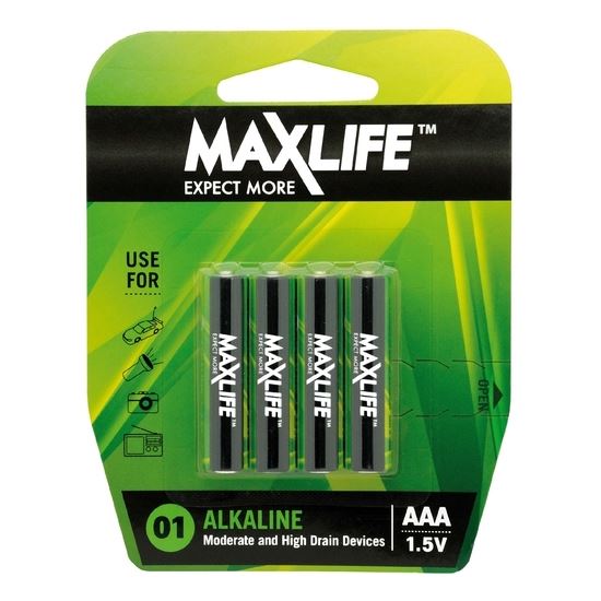 MAXLIFE AAA Alkaline Battery 4 Pack Long Lasting Alkaline Formula. Designed For