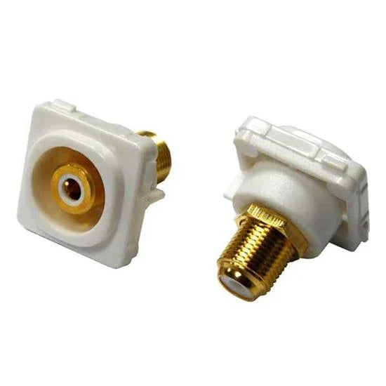 AMDEX White RCA to F Connector. Gold Plated - LX2001 - Homewares, Outdoor, Phone Accessories, Cases, Speakers, Headphones + More -