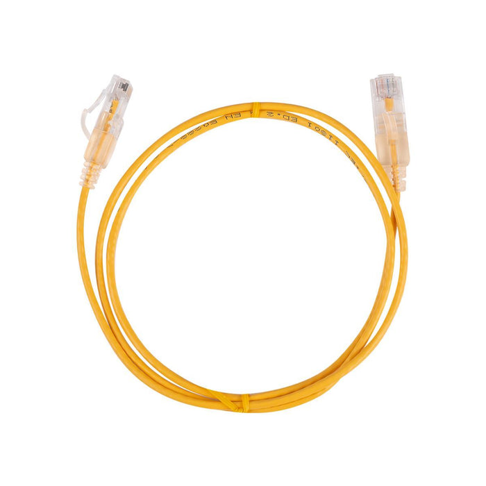 DYNAMIX 1.25m Cat6A 10G Yellow Ultra-Slim Component Level UTP Patch Lead (30AWG)