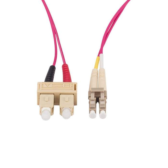 1M 50u LC/SC OM4 Fibre Lead (Duplex, Multimode) Raspberry Pink LSZH Jacket