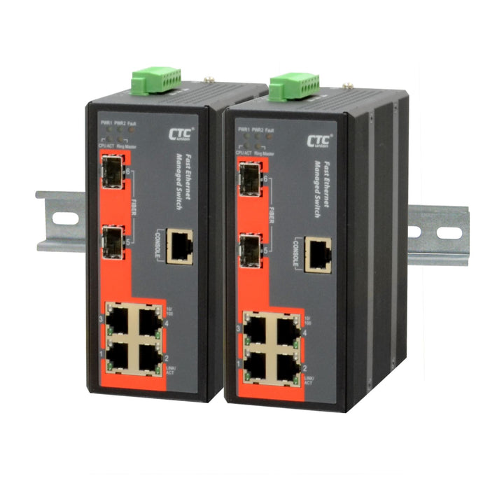 CTC UNION 4 Port Fast Ethernet Managed Switch. -40C~+75C. 4x 10/100BaseT(X), + 2