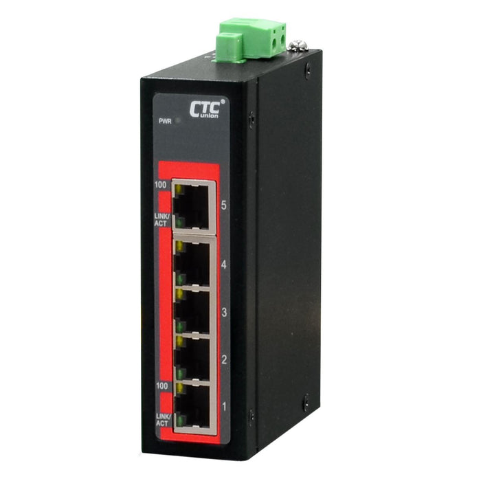 CTC UNION 5 Port Fast Ethernet Unmanaged Switch.  -40C~+75C. 5x 10/100BaseT(X).