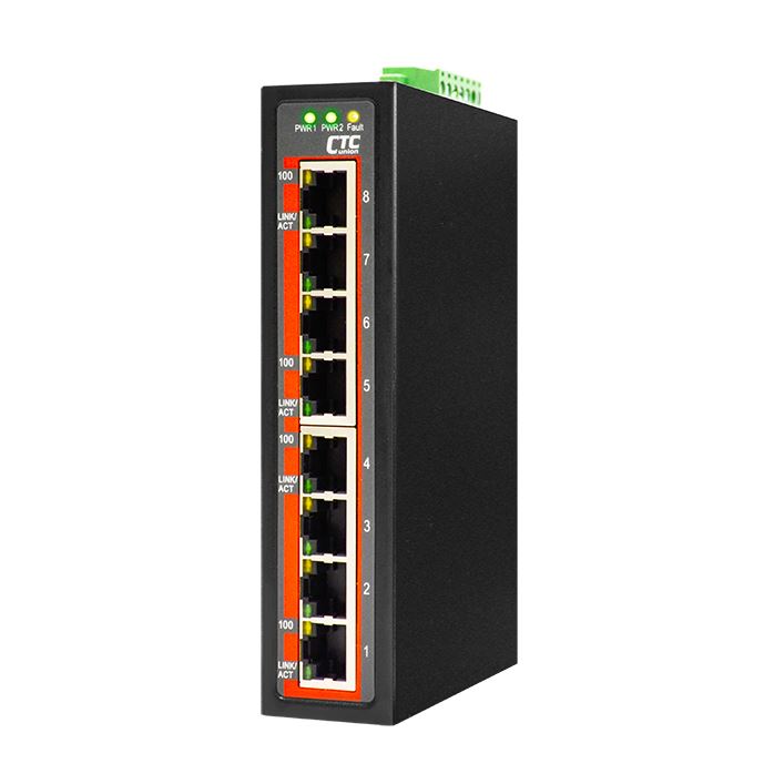 CTC UNION 8 Port Fast Ethernet Unmanaged Switch.-10C~60C. 8x 10/100BaseT(X). Pow
