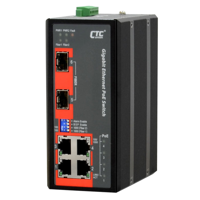 CTC UNION 4 Port Gigabit Unmanaged PoE Switch. -10C ~60C. 4x 10/100/1000Base-T(X