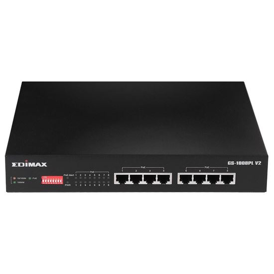 EDIMAX 8 Port Gigabit PoE+ Long Range Unmanaged Switch with DIP Switch Function.