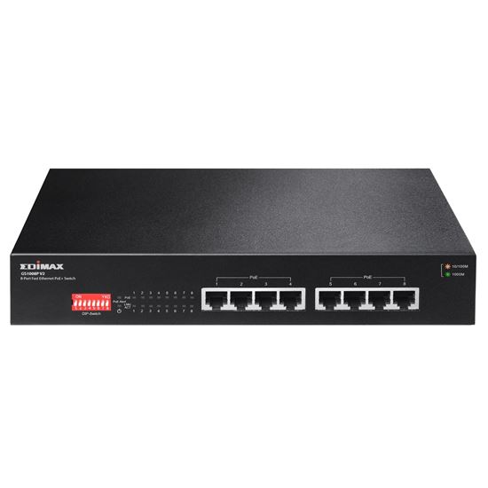 EDIMAX 8 Port 10/100/1000 Gigabit PoE+ Switch with DIP Switch. PoE delivery up t