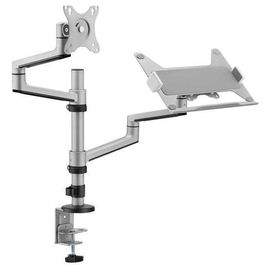 BRATECK 17"-32" Dual  Arm Premium Articulating Monitor Arm & PC Tray. Arm Extens