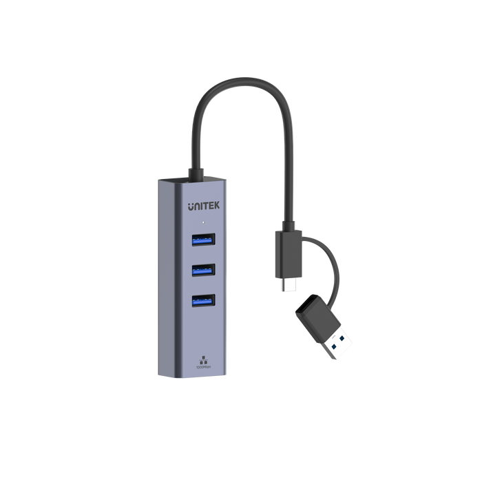 UNITEK 4-in-1 USB Multi-port Hub with 2-in-1 Connectors (USB-C & USB-A). Include