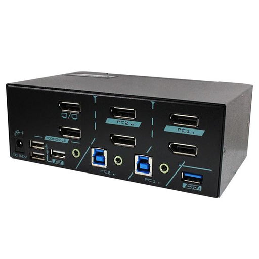 REXTRON 2-Port Dual View DisplayPort USB3.0 KVM Switch. Supports 4K60 Max. Suppo