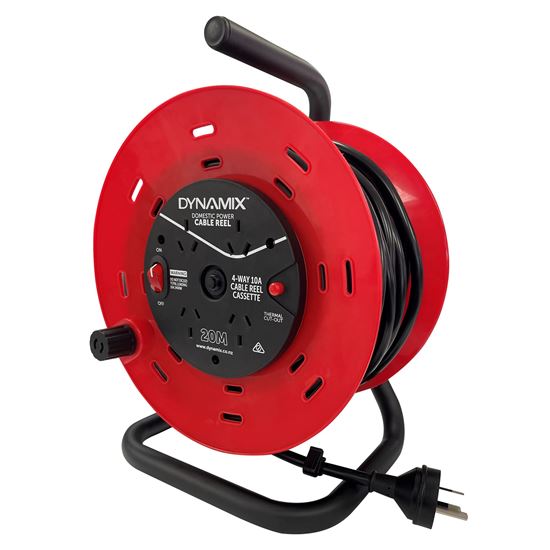 DYNAMIX 20M 4-Way 10A Heavy Duty Cable Reel with DP Switch (on/off)