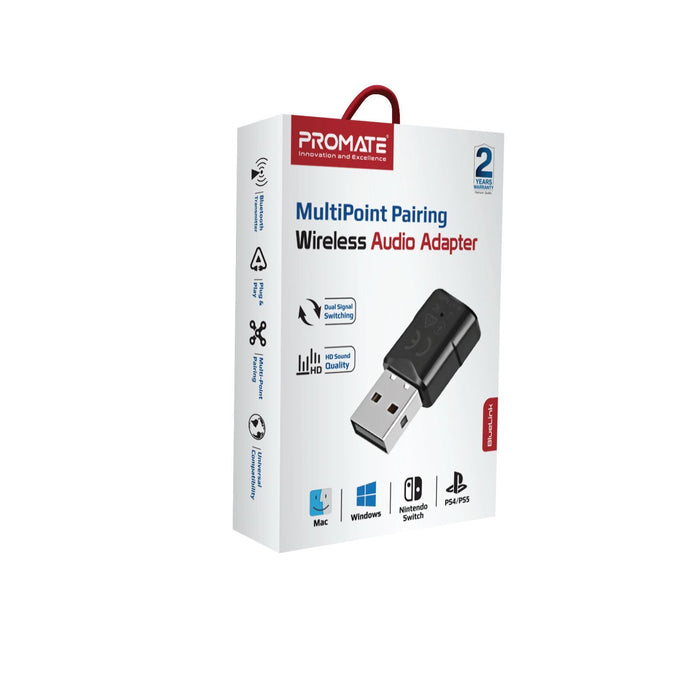 PROMATE USB-A Sleek Mini Bluetooth Audio Adapter with MultiPoint Pairing. Range