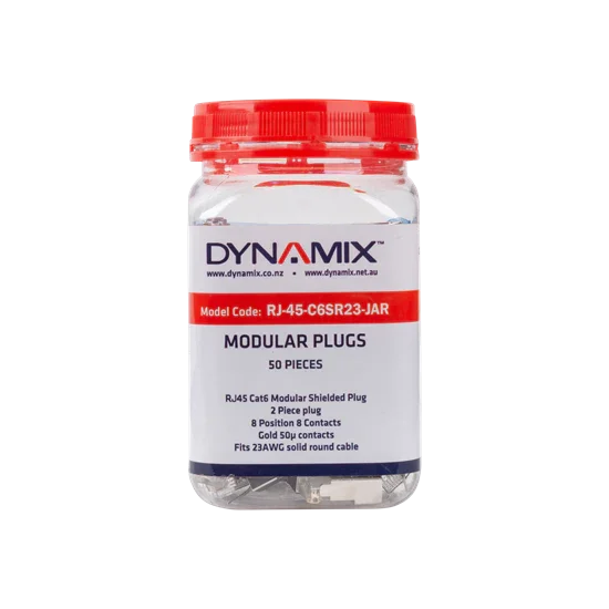 DYNAMIX RJ45 Cat6/6A 23AWG Solid Shielded Round Modular Plug. 50pc Jar. 8P8C, 50 - LX2001 - Homewares, Outdoor, Phone Accessories, Cases, Speakers, Headphones + More -