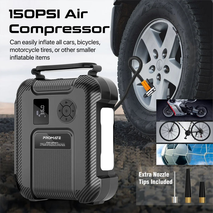 PROMATE 4-in-1 1200A/12V Heavy Duty Car Jump Starter & Air Compressor. 16000mAh - LX2001 - Homewares, Outdoor, Phone Accessories, Cases, Speakers, Headphones + More -