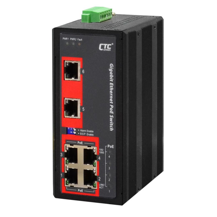CTC UNION 6 Port Gigabit Unmanaged PoE Switch.  -10C~60C. 6x 10/100/1000Base-T(X