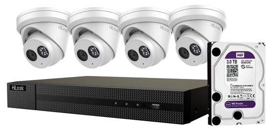HILOOK 6MP 4-Channel Surveillance Camera Kit with 3TB HDD. Includes 4x IPC-T261H