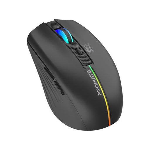 PROMATE Ergonomic Wireless Optical Mouse with LED Rainbow Lights & 500mAh Rechar