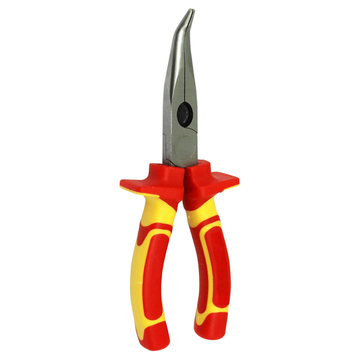 GOLDTOOL 175mm Insulated Curved Nose Pliers. Large Shoulders to Protect Against