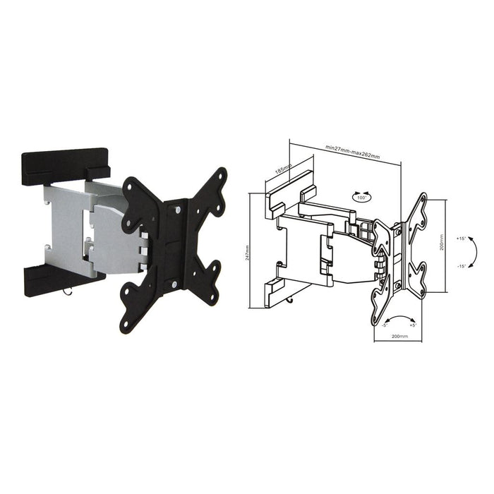 BRATECK 23''-42'' Articulating monitor wall mount bracket. Max load: 30kg. Suppo