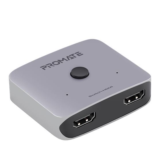 PROMATE 2-in-1 HDMI Splitter. Supports up to 4K@60Hz UHD Res. Connect 2x HDMI So