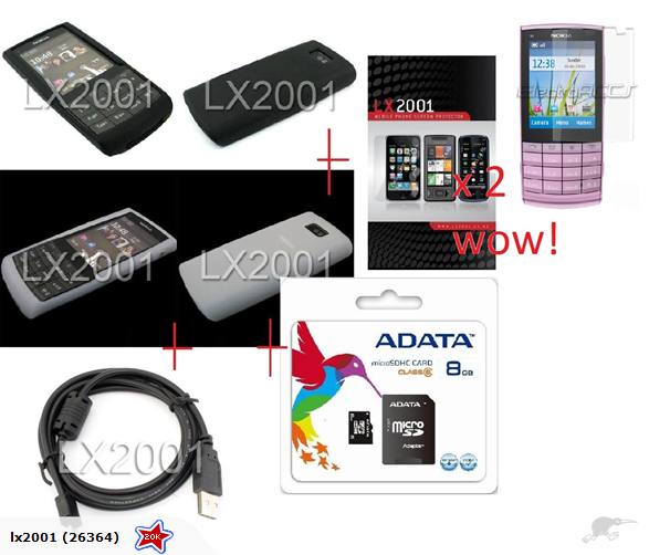 Nokia X3-02 Case SP x2 8GB sd Card USB PC Cable