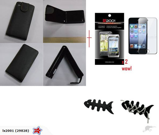 iPod Touch 4 Leather Case + Screen Protector