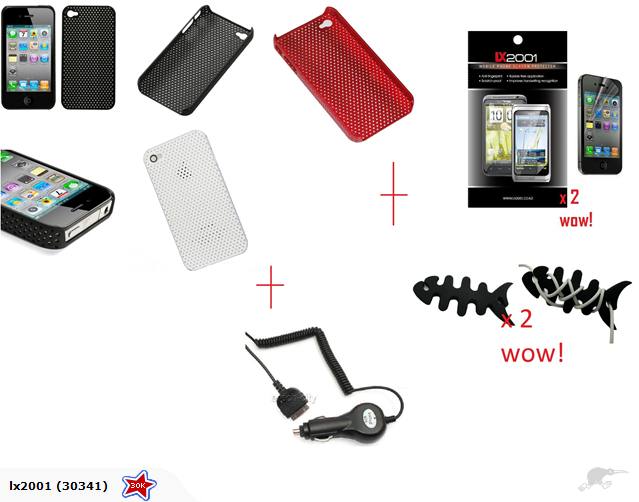 Iphone 4 4S Mesh Case + Car Charger