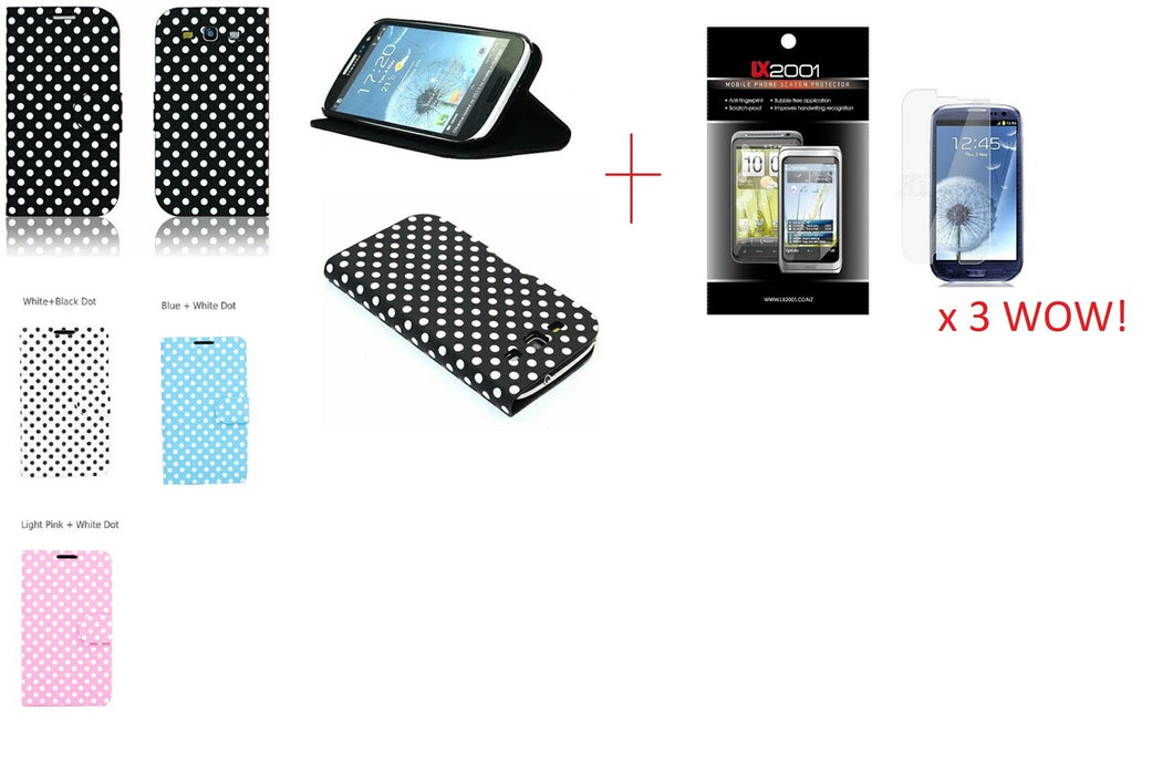 Samsung Galaxy S3 Polka Dot Leather Case