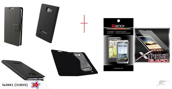 Samsung Galaxy Note Leather Case + Protector