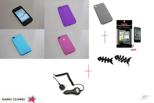 iPhone 4 4S Swirly Lines Case + Car Charger