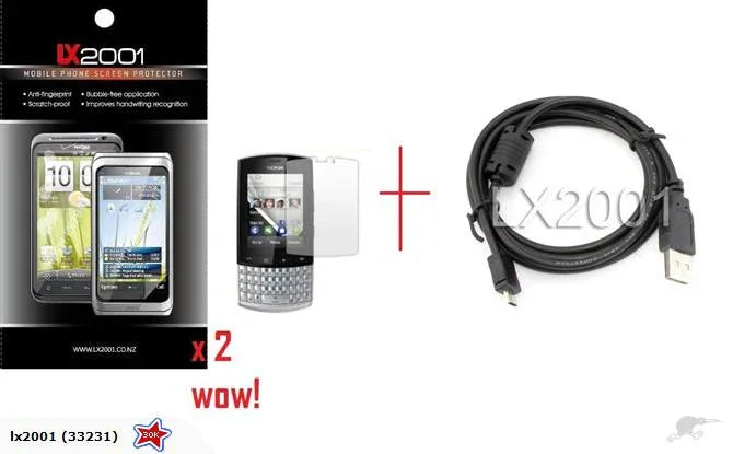 Nokia Asha 303 Screen Protector + USB PC Cable - LX2001 - Homewares, Outdoor, Phone Accessories, Cases, Speakers, Headphones + More -