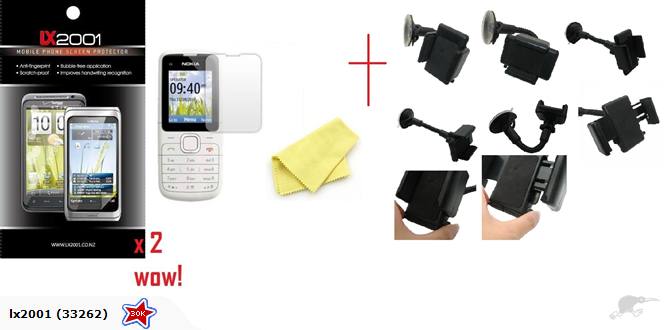 Nokia C1-01 Screen Protector + Car Kit Holder