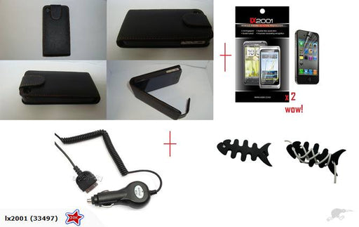 Iphone 4 4S Flip Leather Case Car Charger SP