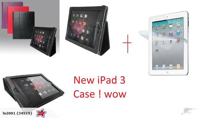 iPad 3 Leather Case + Screen Protector