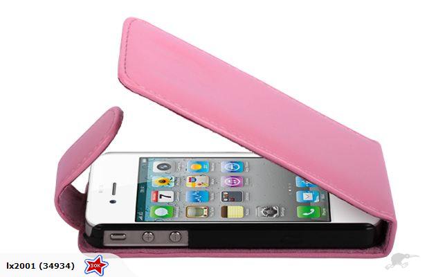 Iphone 4 4S Flip Leather Case PINK