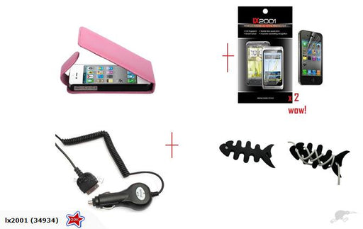 Iphone 4 4S Flip Leather Case Car Charger SP