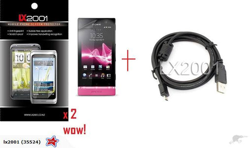 Sony Xperia U ST25i Screen Protector USB PC Cable