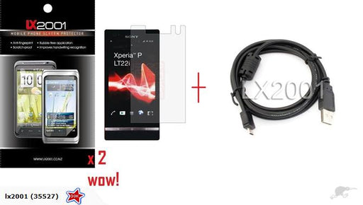 Sony Xperia P LT22i Screen Protector USB PC Cable