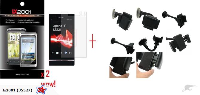 Sony Xperia P Screen Protector + Car Kit Holder