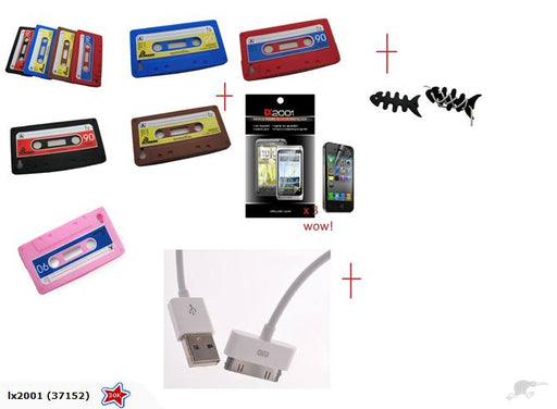 iPhone 4 4S Cassette Case + 3 x SP + USB PC Cable